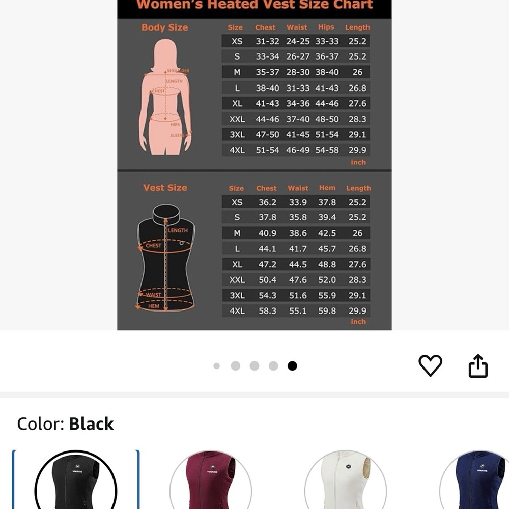 Venustas Black Women’s Fleece Heated Vest with Battery. - Picture 9 of 9